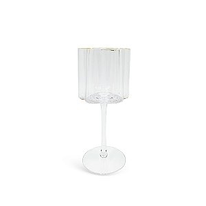 CJ DE TACAS EM VIDRO TRANSPARENTE COM BORDA DOURADA 6PCS - 330ML