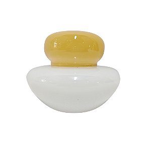 GARRAFA DECORATIVA EM VIDRO AMARELO E BRANCO
