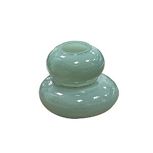 VASO DECORATIVO ORGANICO EM VIDRO VERDE