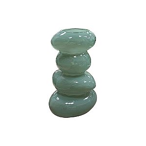 VASO DECORATIVO ORGANICO EM VIDRO VERDE