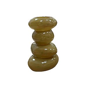 VASO DECORATIVO ORGANICO EM VIDRO BEGE