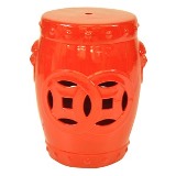 BANQUETA SEAT GARDEN DE CERAMICA - VERMELHO - 36X33X43.6