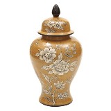 POTE DECORATIVO DE CERAMICA AMBAR COM BEGE
