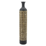 VASO DE METAL PRETO E BEGE