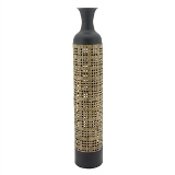 VASO DE METAL PRETO E BEGE