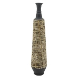 VASO DE METAL PRETO E BEGE