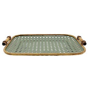 BANDEJA DE METAL MARROM E CINZA