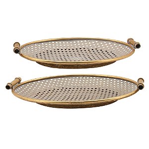 CJ DE BANDEJAS DE METAL CINZA E DOURADO 2PCS