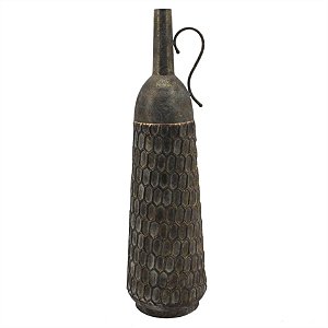 VASO DE METAL CINZA E DOURADO