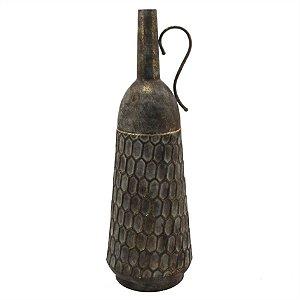VASO DE METAL CINZA E DOURADO