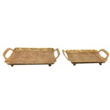 CONJ DE BANDEJAS DE METAL DOURADO ENVELHECIDO - 2 PCS