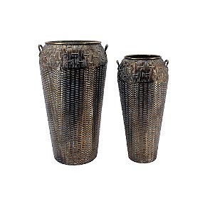 CJ DE VASOS DECORATIVOS DE METAL OURO VELHO 2PCS
