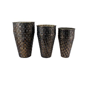 CJ DE VASOS DECORTIVOS EM METAL BRONZE 3PCS