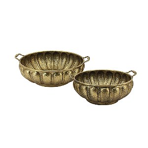CJ DE CENTROS DE MESA EM METAL DOURADO 2PCS