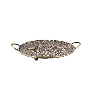 BANDEJA DECORATIVA EM METAL DOURADO
