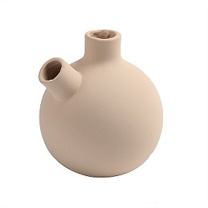VASO DECORATIVO DETALHE FORMAS RETAS EM CERAMICA BEGE