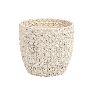 VASO DECORATIVO TRAMADO EM CIMENTO BRANCO