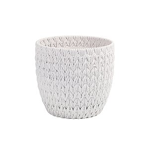 VASO DECORATIVO TRAMADO EM CIMENTO BRANCO