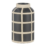 VASO DE CERAMICA GEOMETRICOS PRETO E BRANCO