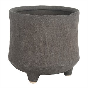 POTE DE CERAMICA CINZA ESCURO