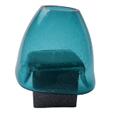 VASO DE VIDRO AZUL COM BASE PRETA