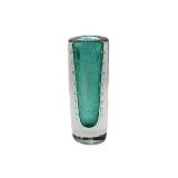 VASO DE VIDRO AZUL E TRANSPARENTE