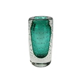 VASO DE VIDRO AZUL E TRANSPARENTE