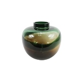 VASO DE VIDRO VERDE E MARROM