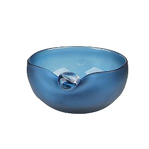 VASO DECORATIVO EM VIDRO COM DETALHE BOLA AZUL