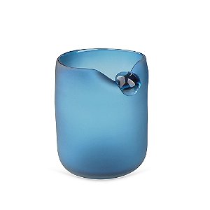 VASO DECORATICO EM VIDRO COM DETALHE BOLA AZUL