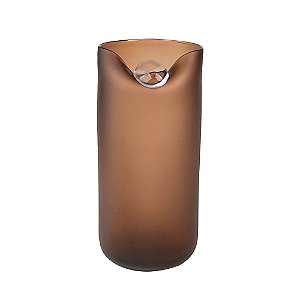 VASO DECORATICO EM VIDRO COM DETALHE BOLA MARROM