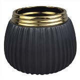 VASO DE CERAMICA PRETO E DOURADO