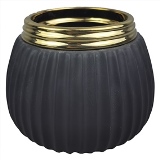 VASO DE CERAMICA PRETO E DOURADO
