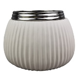 VASO DE CERAMICA BRANCO E PRATEADO