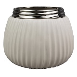 VASO DE CERAMICA BRANCO E PRATEADO