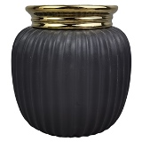 VASO DE CERAMICA PRETO E DOURADO