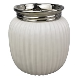 VASO DE CERAMICA BRANCO E PRATEADO