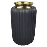 VASO DE CERAMICA PRETO E DOURADO