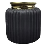 VASO DE CERAMICA PRETO E DOURADO