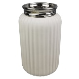 VASO DE CERAMICA BRANCO E PRATEADO