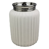 VASO DE CERAMICA BRANCO E PRATEADO