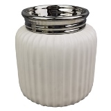 VASO DE CERAMICA BRANCO E PRATEADO