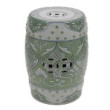 BANQUETA SEAT GARDEN DE CERAMICA VERDE COM BRANCO