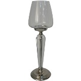 CASTICAL DECORATIVO EM CRISTAL E METAL PRATEADO 16CM X 53CM