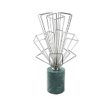 OBJETO DECORATIVO DE MARMORE E METAL VERDE E PRATEADO