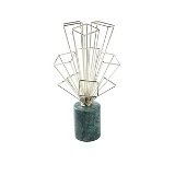 OBJETO DECORATIVO DE MARMORE E METAL VERDE E DOURADO