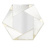 ESPELHO GEOMETRICO COM MOLDURA DE METAL DOURADO