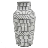 VASO DE CERAMICA CINZA COM DETALHES ETNICOS 18CM X 18CM X 35