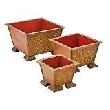 CONJUNTO DE CACHEPOT DE RATTAN E MADEIRA QUADRADO