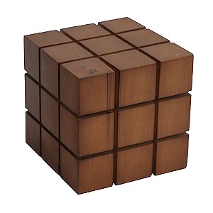 PECA DECORATIVA EM MADEIRA CUBO COR NATURAL 12,5CM X 12,5CM X 12,5CM